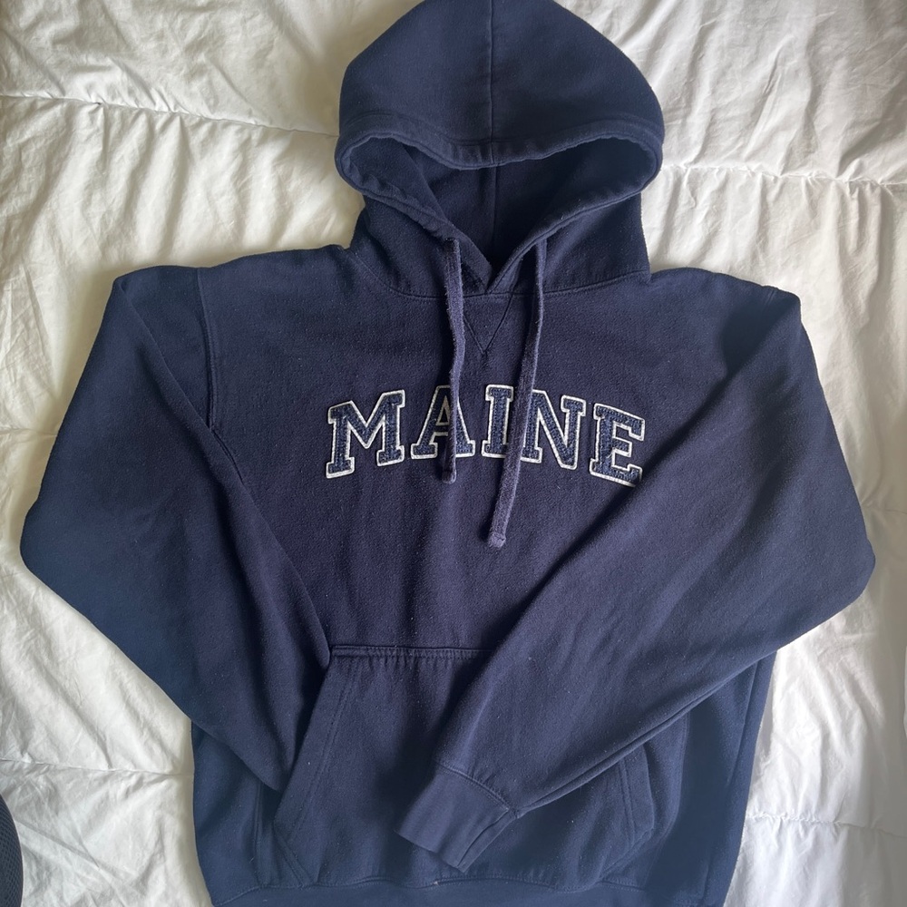 Classic Navy Hoodie with 'MAINE' Logo